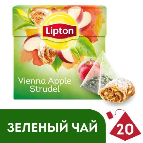 LIPTON зеленый чай в пирамидках Vienna Apple Strudel (20шт) -