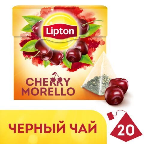 LIPTON черный чай в пирамидках Cherry Morello (20шт) -