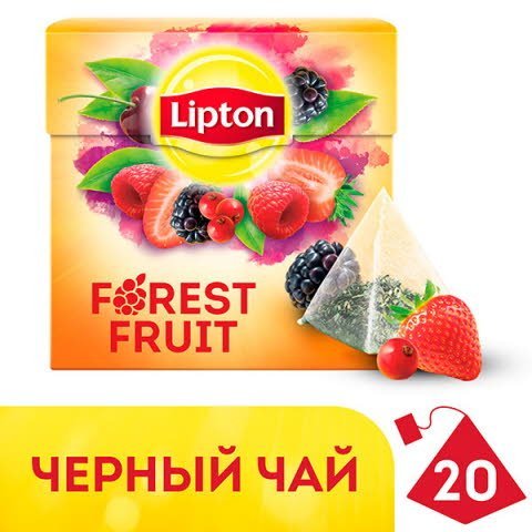 LIPTON черный чай в пирамидках Forest fruit (20шт) -