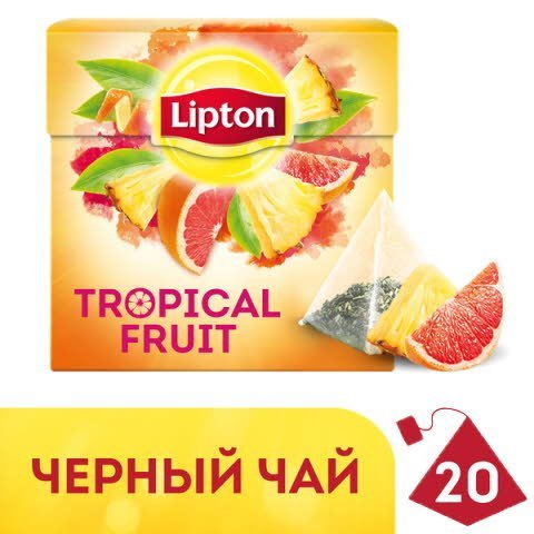 Lipton черный чай в пирамидках Tropical Fruit Tea с кусочками тропических фруктов, 20 шт - Lipton черный чай в пирамидках Tropical Fruit Tea с кусочками тропических фруктов, 20 шт -