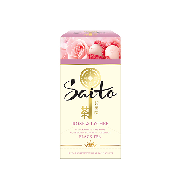SAITO чай чёрный в сашетах с лепестками розы и ароматом личи - SAITO чай чёрный в сашетах с лепестками розы и ароматом личи 25 пакетиков