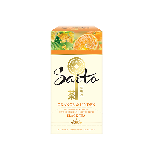 SAITO чай чёрный в сашетах с цветами липы и цедрой апельсина - Saito чай чёрный в сашетах с цветами липы и цедрой апельсина 25 пакетиков