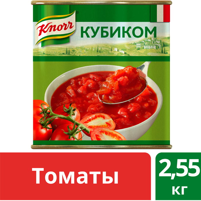 Итальянские томаты кубиком (2,55кг) - Итальянские томаты кубиком KNORR – больше томатов, меньше сока. Итальянские томаты кубиком (2,55кг) - Итальянские томаты кубиком KNORR – больше томатов, меньше сока.