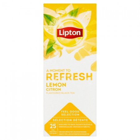 Lipton Lemon Tea Чай чорний зi шматочками лимону 25 пакетиків в сашетах -