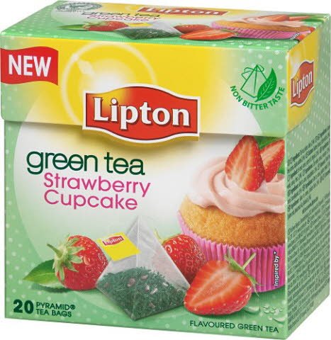 Lipton Green Tea Strawberry Cupcake, pyramid (utan kuvert) 12 x 20 påsar -
