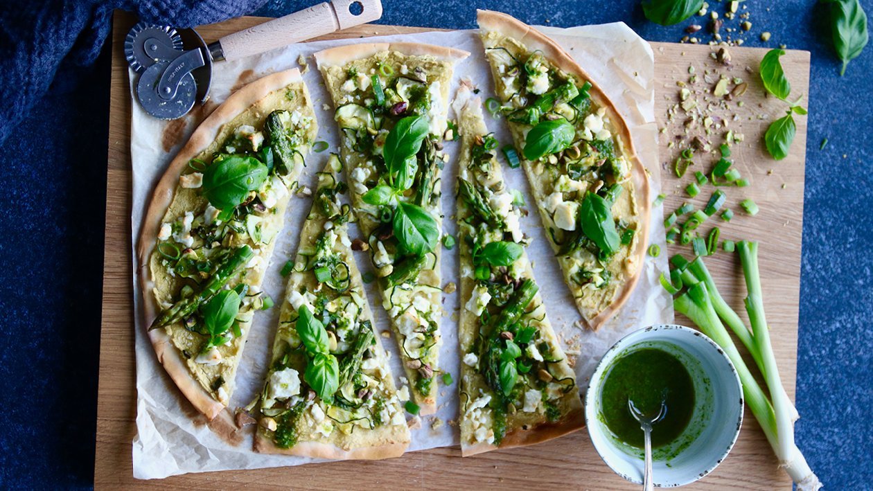 Grön pizza med Hummus Grön Ärta Grön pizza med Hummus Grön Ärta