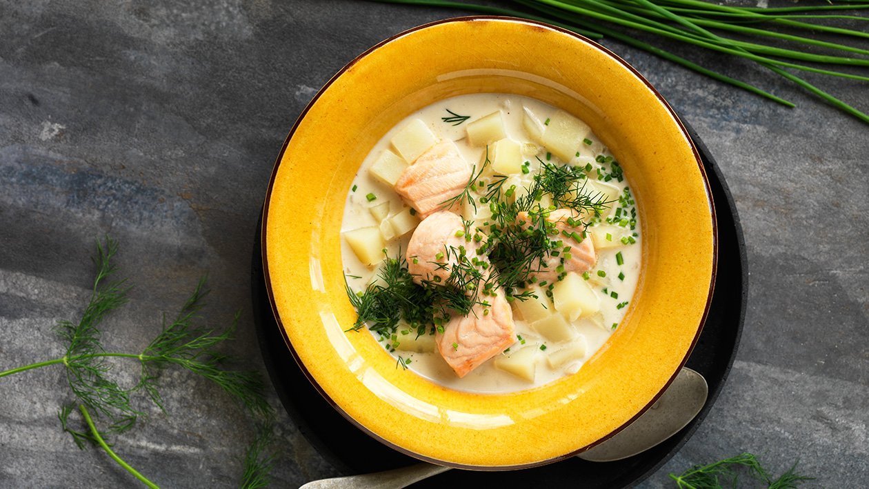 Krämig fisksoppa med potatis och senap, klimatsmart mat Krämig fisksoppa med potatis och senap, klimatsmart mat
