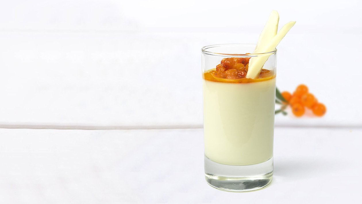 Pannacotta med havtorn och vitchoklad Pannacotta med havtorn och vitchoklad
