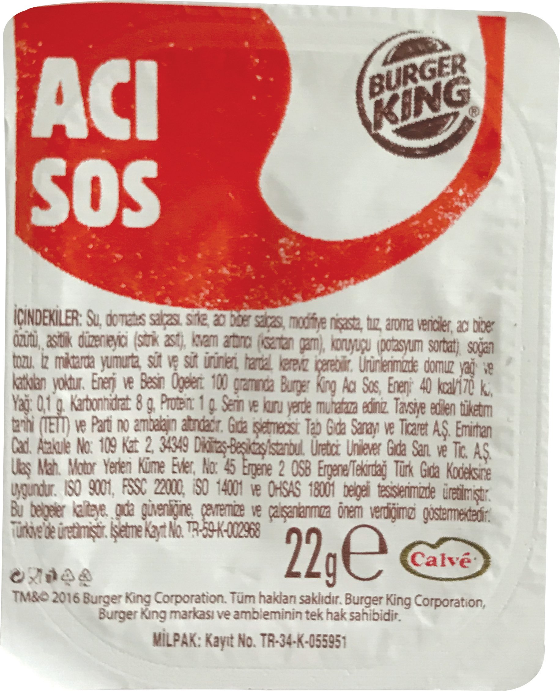 Burger King Aci Sos Kuvet 22gr -