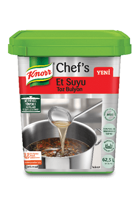 Knorr Chef’s Et Suyu Toz Bulyon 1250 g - Yeni Knorr Chef’s Bulyon, geleneksel yöntemle hazırlanan et suyu lezzetini sağlar. Knorr Chef’s Et Suyu Toz Bulyon 1250 g - Yeni Knorr Chef’s Bulyon, geleneksel yöntemle hazırlanan et suyu lezzetini sağlar.