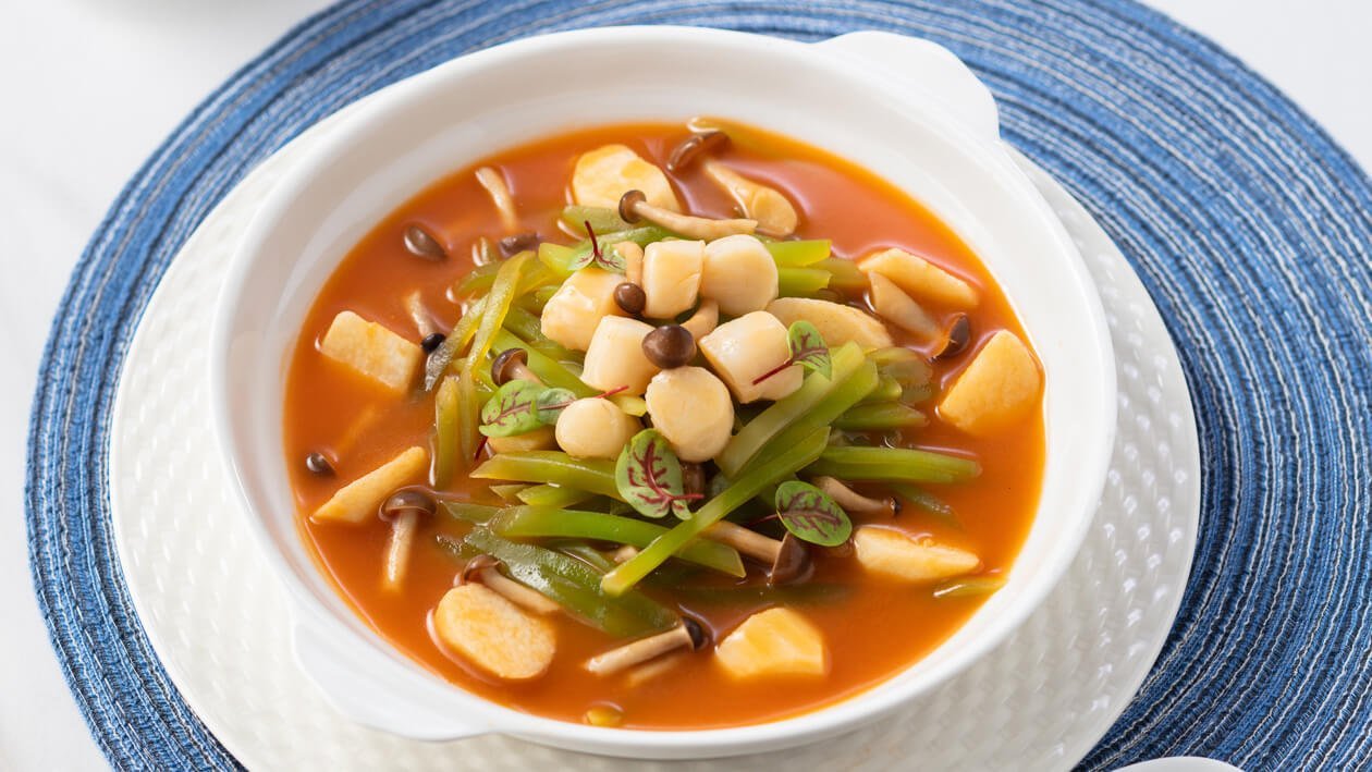 蕃茄濃湯浸萵筍帶子 – 食譜詳情 蕃茄濃湯浸萵筍帶子 – 食譜詳情