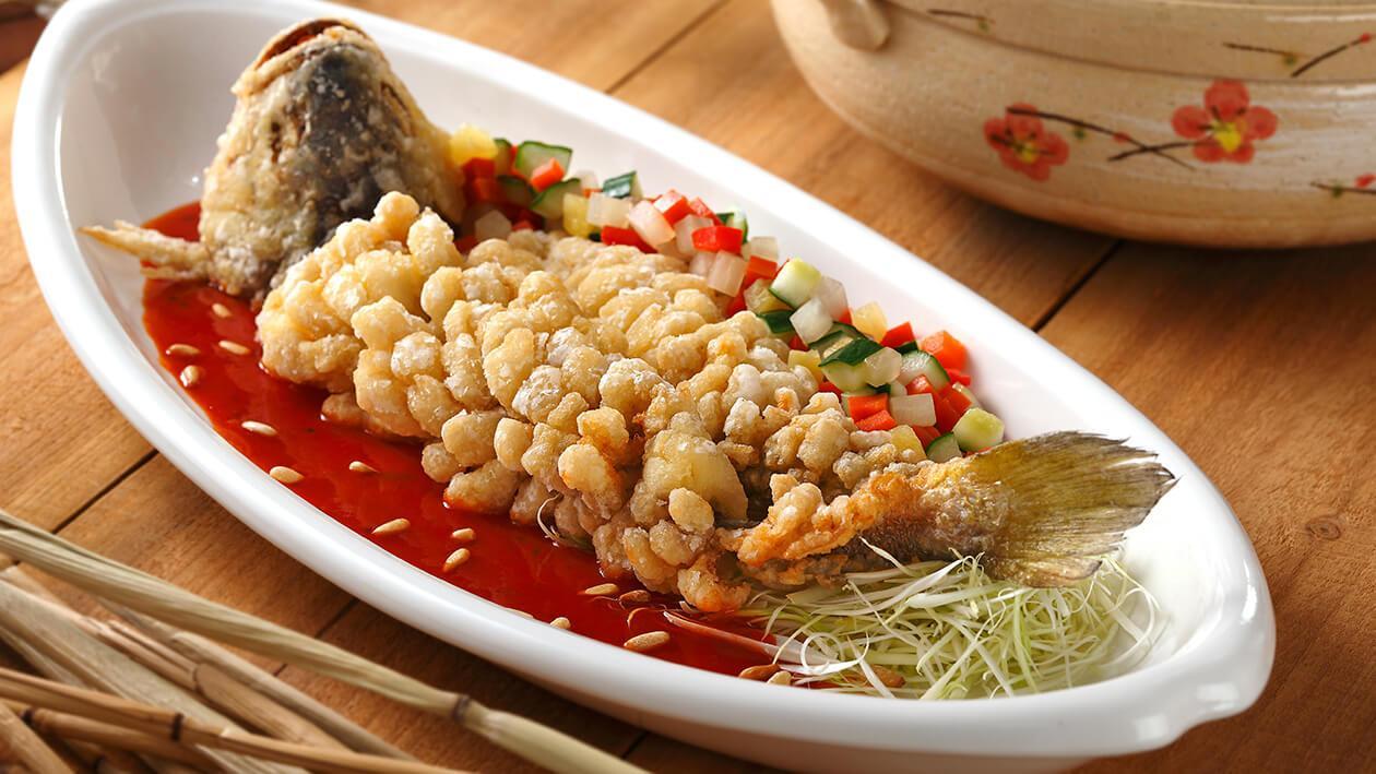 茄汁五柳燒黃魚 茄汁五柳燒黃魚
